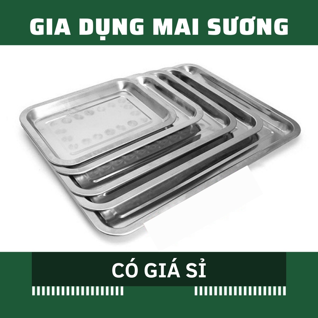 [Giá Sỉ] Khay Inox Chữ Nhật Sâu 2cm đựng Thực Phẩm Úp Ly