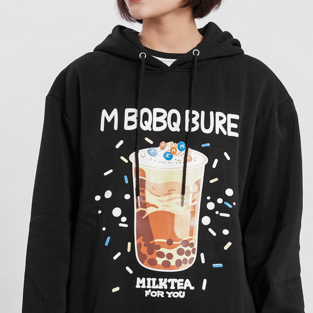 áo hoodie Áo mũ Hoodie TRÀ SỮA Unisex N7 form rộng 3 màu nỉ bông in họa tiết cặp đôi nam nữ Oversize Ulzzang thu đông