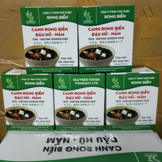 Compo 5 hộp canh rong biển đậu hũ- nấm_ canh rong biển chay