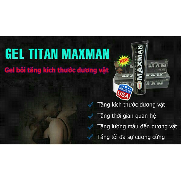 KÍN ĐÁO & CHE TÊN [Hàng USA] Gel MAXMAN - Gel Bôi Tăng Kích Thước Cậu Nhỏ, Chống xuất tinh sớm, Không Biết Mệt Mỏi -Luôn