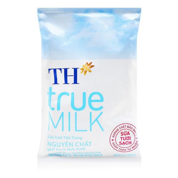 Sữa Tươi Tiệt Trùng TH True Milk Nguyên Chất/Có Đường/Ít Đường Bịch 220ML