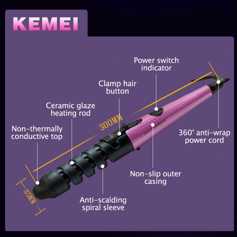 Máy uốn tóc gốm Kemei sử dụng khô và ướt tạo kiểu tóc nhanh tiện dụng