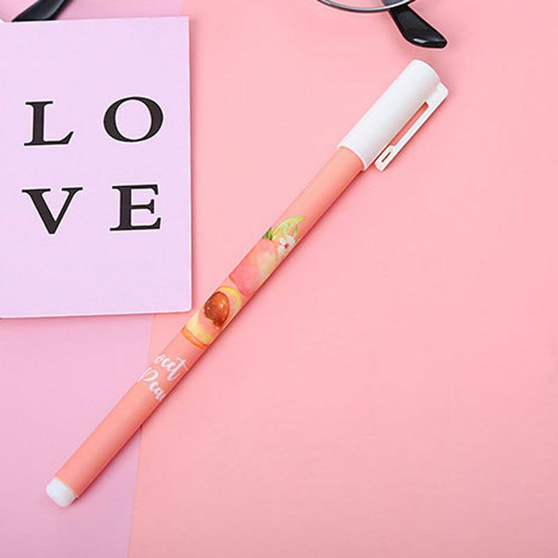 Bút bi mực gel ngòi 0.38mm thiết kế hình trái đào, bút gel mực nước phong cách đơn giản