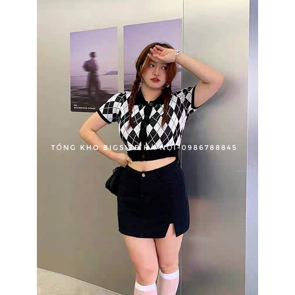 Áo croptop ô trám cho nàng chubby 50-75kg