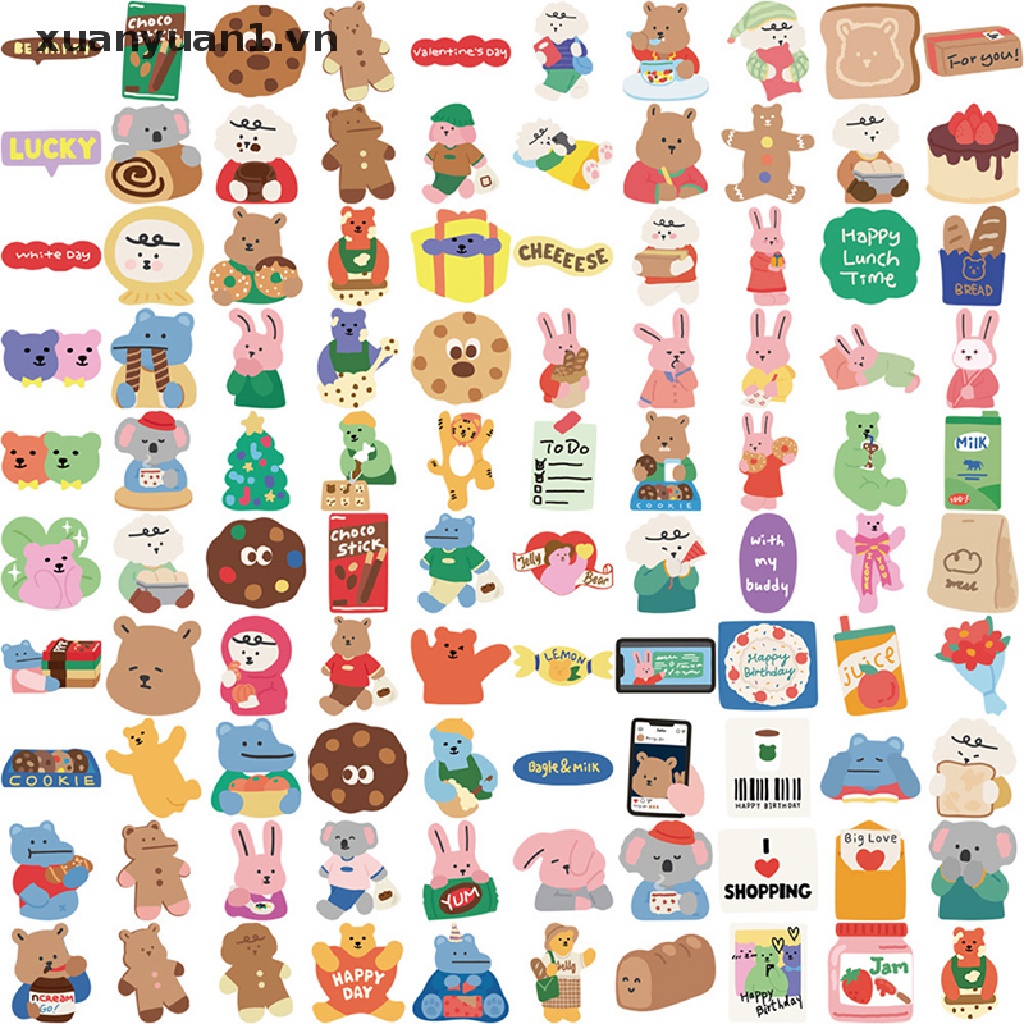 Set 100 Hình Dán Gấu Graffiti Dễ Thương Dùng Để Trang Trí Vali / Tủ Lạnh