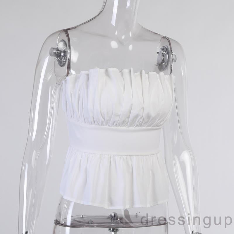 Áo Ống Xếp Li Màu Trơn Trễ Vai Dành Cho Nữ | BigBuy360 - bigbuy360.vn