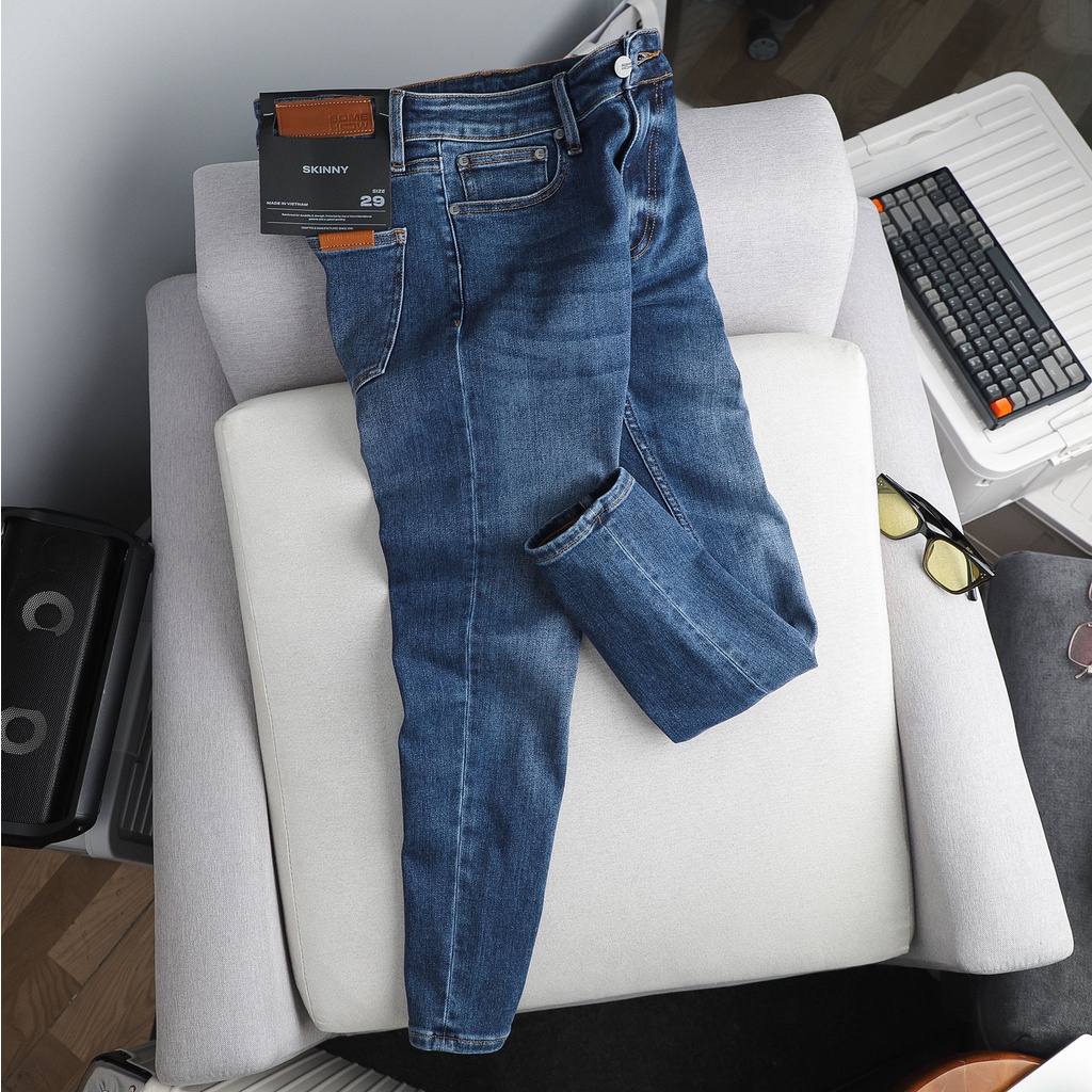 Quần Jean Nam Skinny Standard Blue II , Chất Vải Cotton Pha Spandex Thoải Mái , QJ004021 ,SOMEHOW