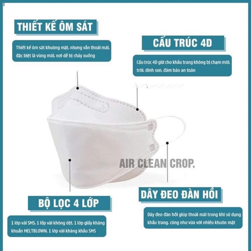 Khẩu trang y tế 4 lớp chất lượng cao, chống bụi kháng khuẩn theo tiêu chuẩn KF94 - Túi 10 chiếc khẩu trang