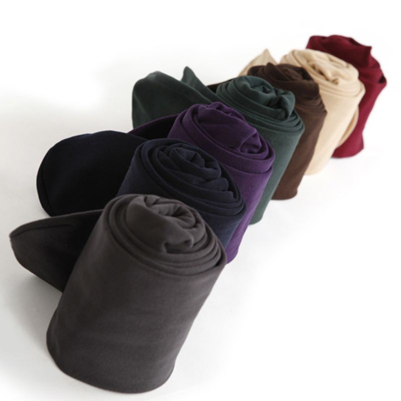 Youyo Quần Bít Tất Nhung Dày Lưng Cao Co Giãn Màu Trơn Giữ Ấm Dành Cho Nữ