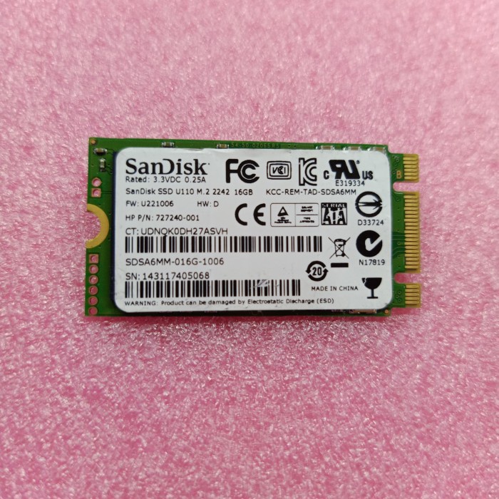 Thẻ nhớ Ssd U110 M.2 NGFF 2242 SANDISK 16GB 6GB/s 42mm