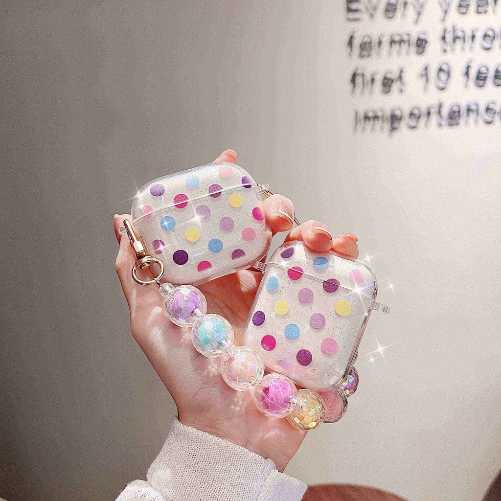 Vỏ Bảo Vệ Hộp Sạc Tai Nghe AirPods3 AirPods3 Họa Tiết Chấm Bi Màu Sắc Lấp Lánh Dễ Thương 2021 Ốp