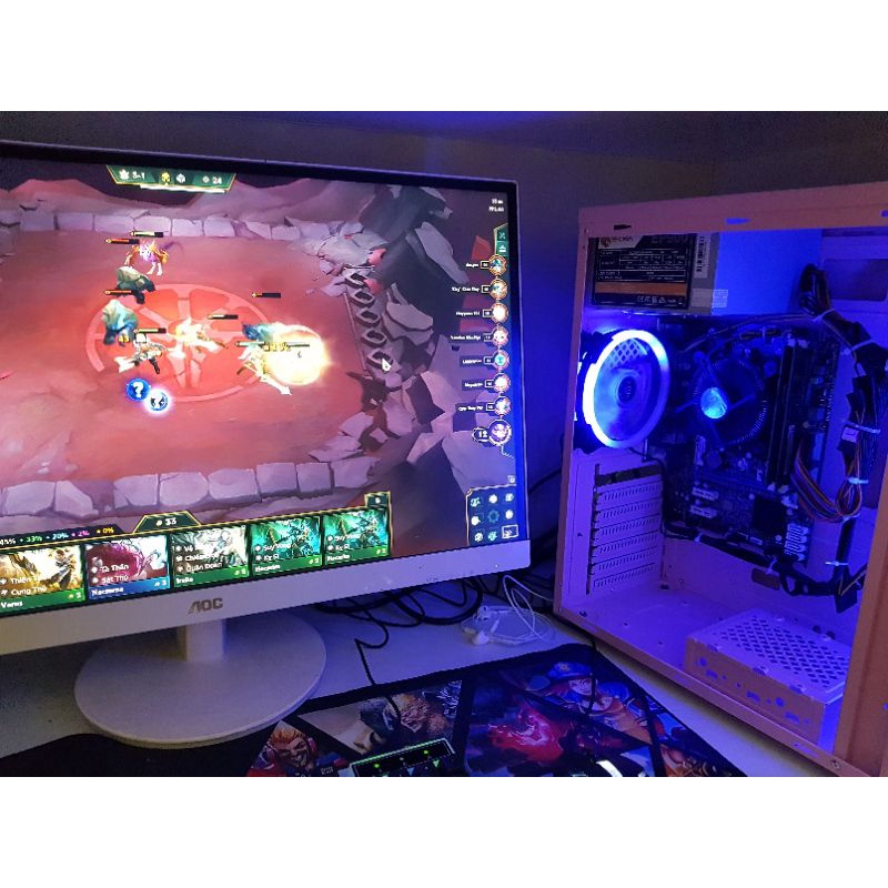 Cây Máy Tính Màu hồng Mới Like new Đẹp Có kính trong suốt và Fan Led