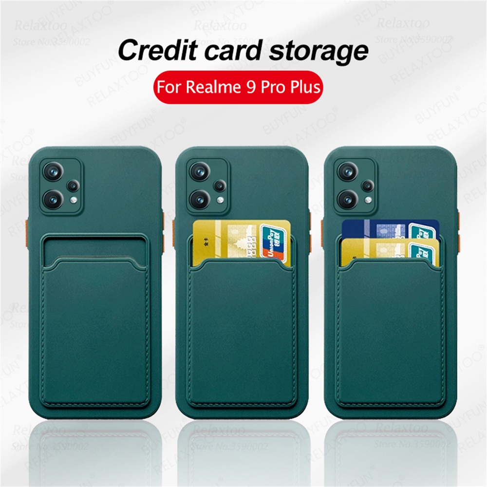 Realmi 9 Pro+ Case Card Wallet Back Silicone Plain Phone Cover For Realme 9Pro Plus 5G 9i Realme9i Camera Shockproof