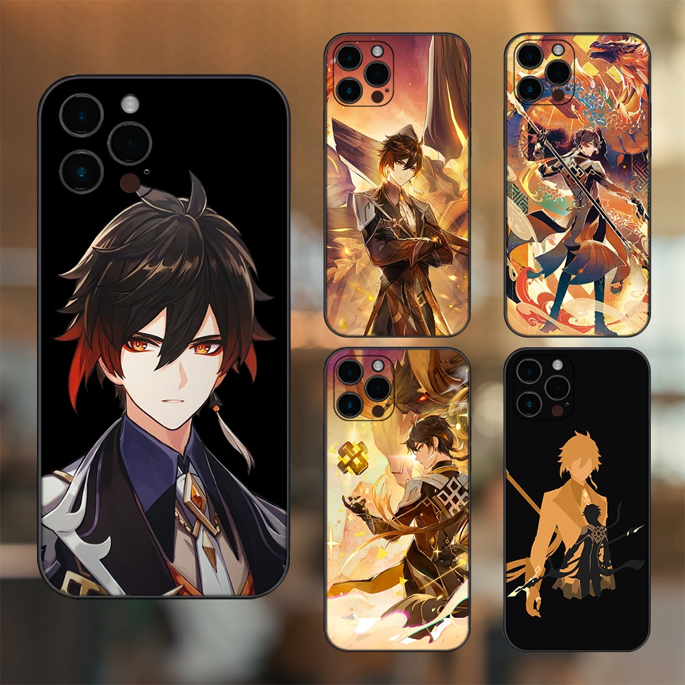 Ốp lưng iPhone 12 Pro Max dẻo đen cạnh vuông in hình Zhongli Genshin Impact
