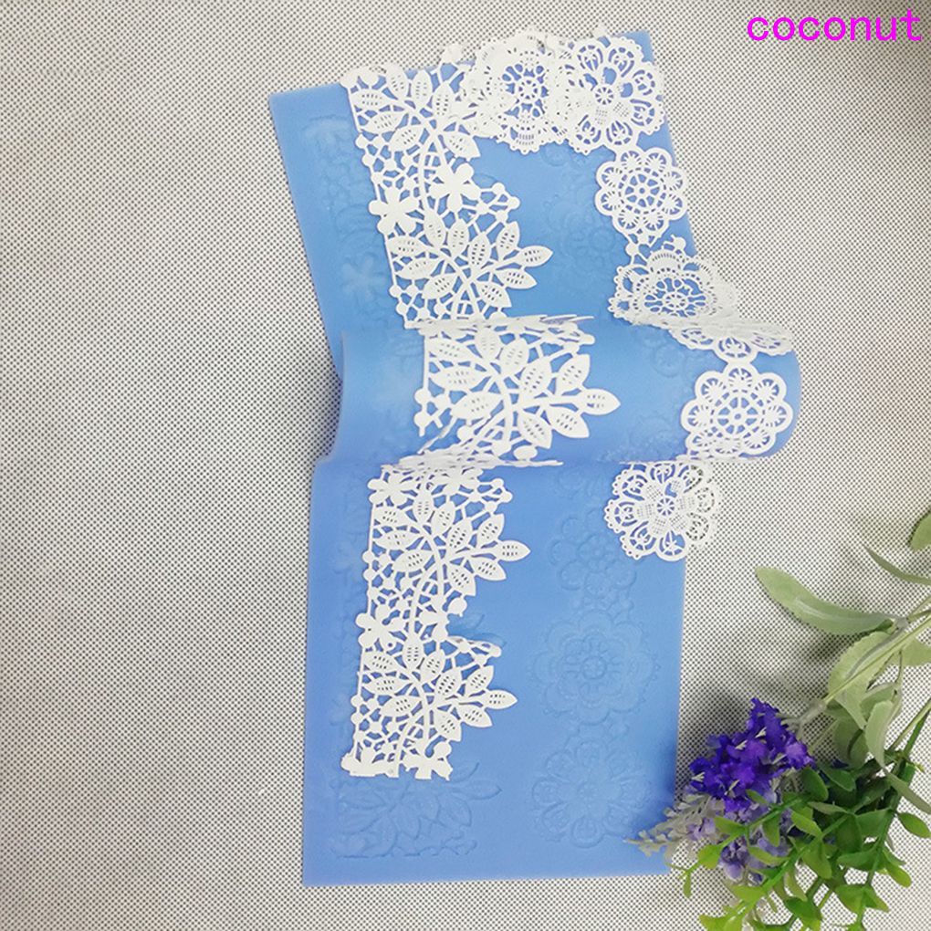 Khuôn silicon họa tiết ren hoa làm kẹo đường trang trí bánh kem tiện dụng