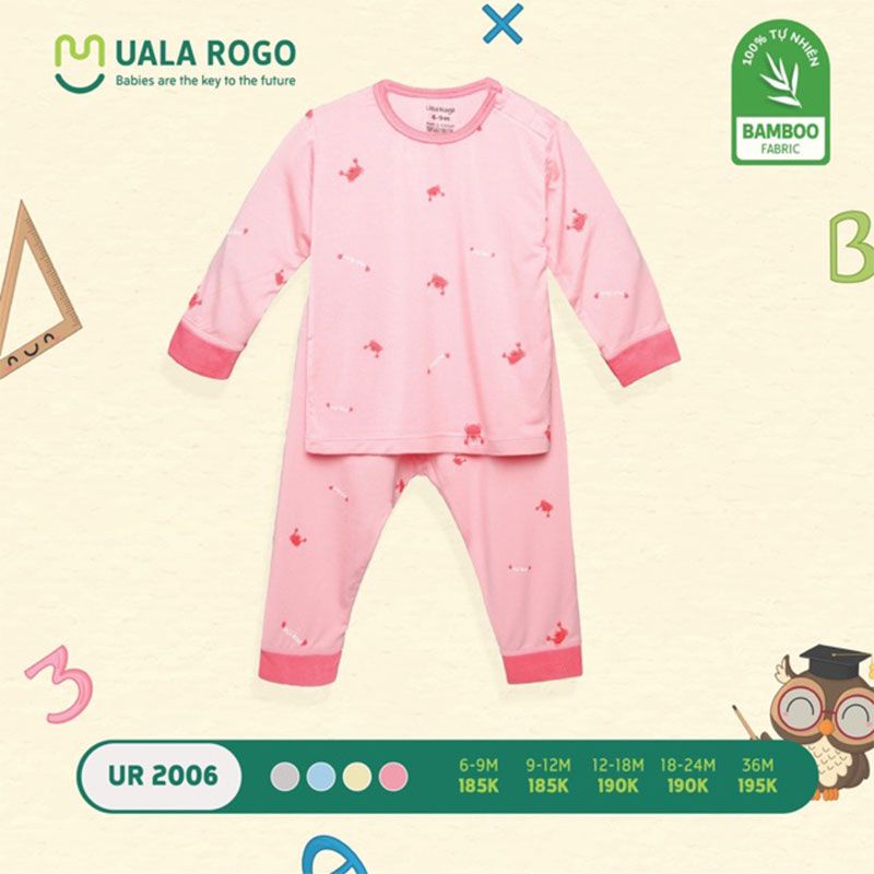 [ UALA ROGO ] Bộ đồ dài cho bé trai bé gái hãng uala rogo chất petit mềm mại