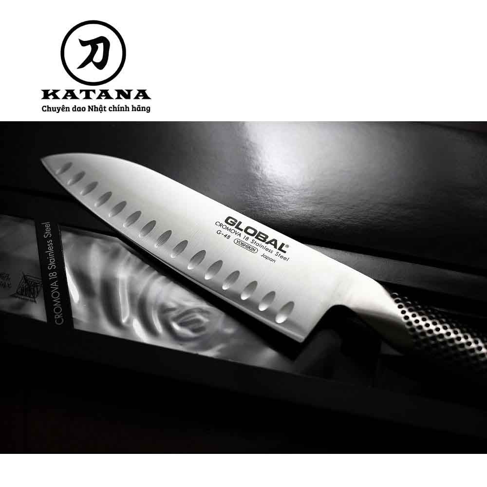 Dao bếp Nhật cao cấp Global G48 = G80 Santoku chống dính (180mm)