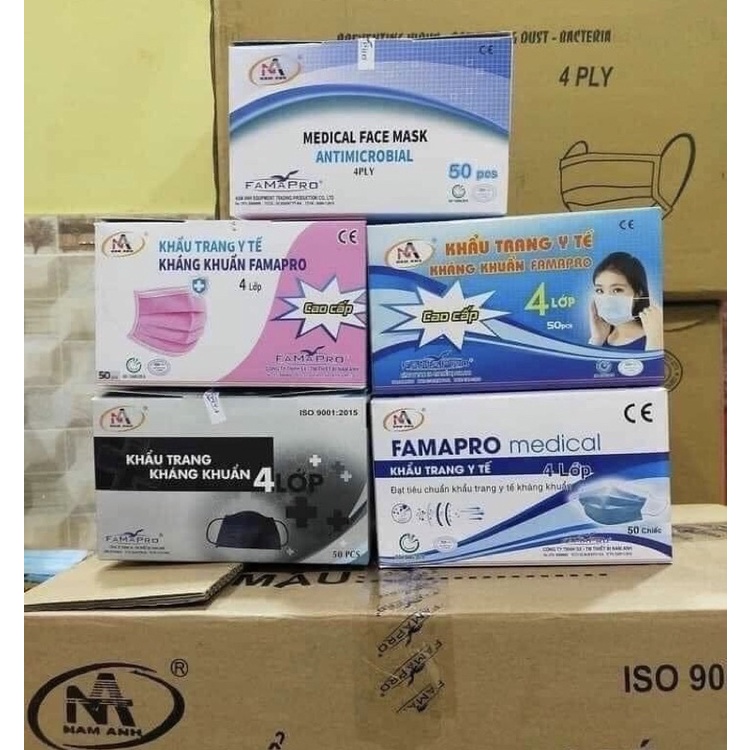 Khẩu trang y tế 4 lớp kháng khuẩn Famapro cô gái hộp 50 cái