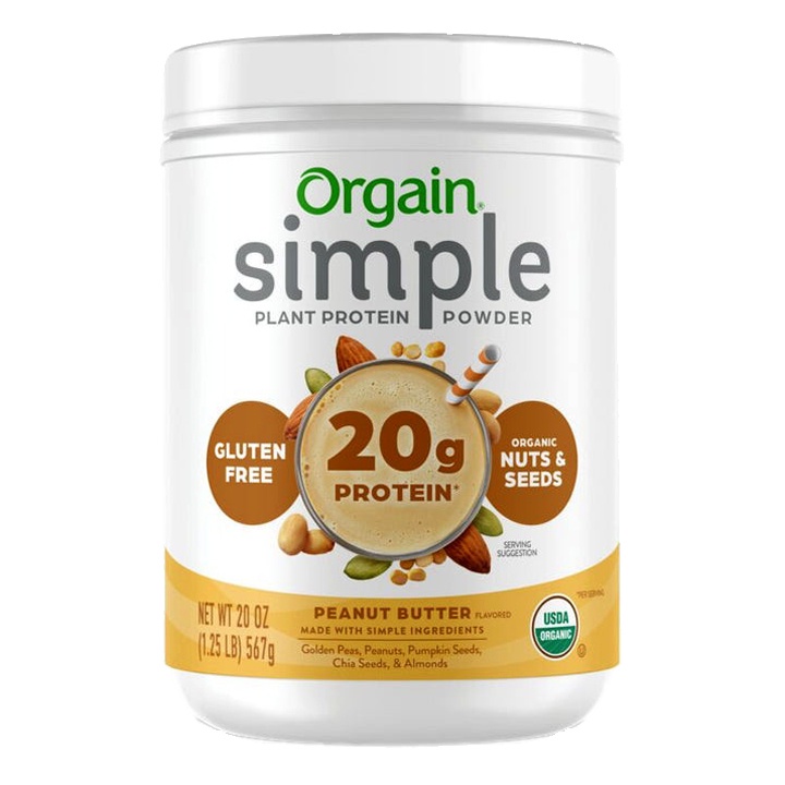 Đạm thực vật hữu cơ Orgain Simple 567g hương bơ lạc Organic Plant Protein Peanut butter