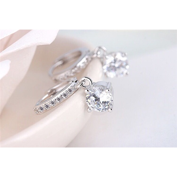 Bông tai AKING LUXURY AK11 cao cấp, Khuyên tai bạc đính đá sang trọng, có nhiều màu đá. Bông tai bạc mới nhất 2021
