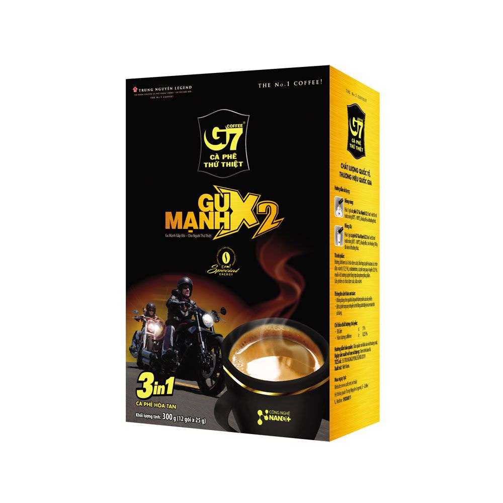 Cà phê hòa tan G7 gu mạnh X2 hộp 12 gói x 25g