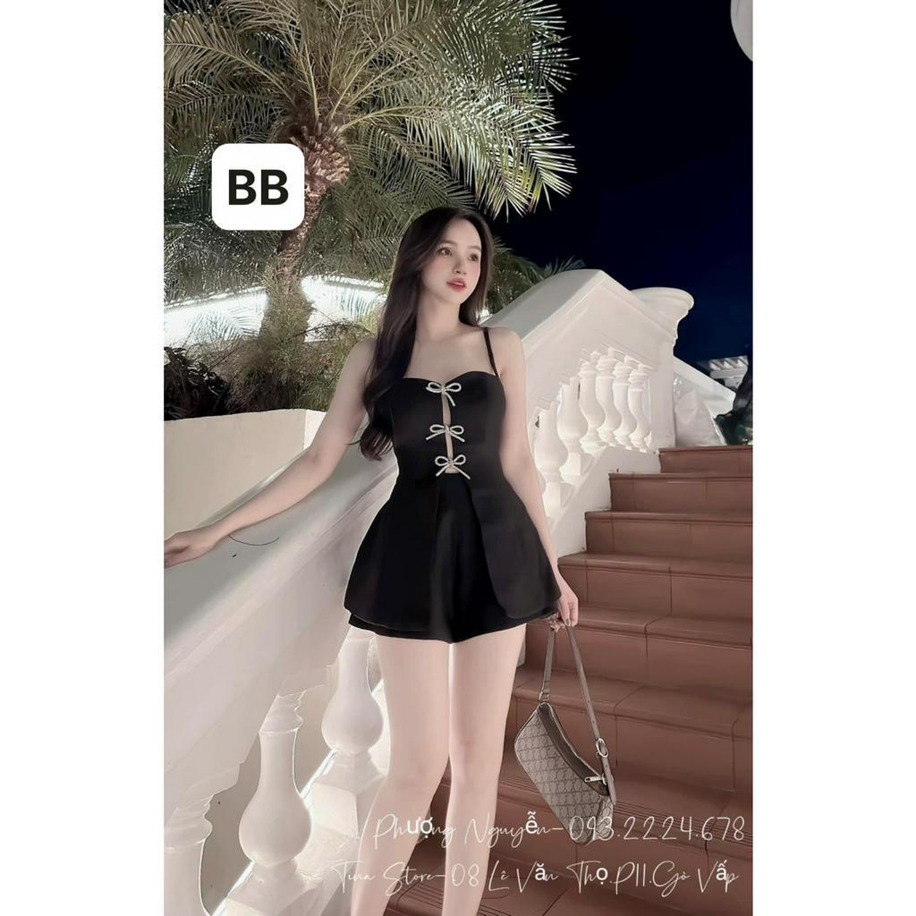 Set tacta 2 dây kèm quần đùi tag nơ áo xinh xịn, bộ đi chơi, du lịch