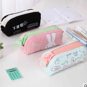 Hộp Bút Vải Hình Mèo, - Túi Vải Canvas Đựng Mỹ Phẩm, Bóp Viết Khóa Zip To QUTI HBV17 HBV18 HBV19