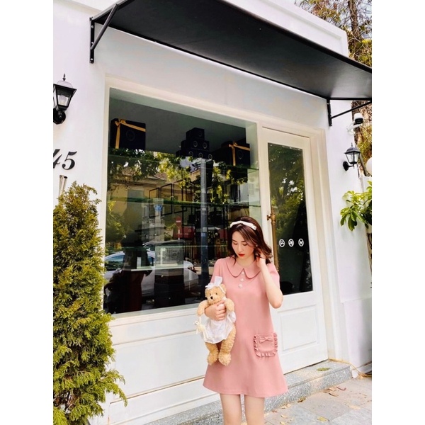 ⚡️SALE SHOCK 50%⚡️ ❣️XẢ HÀNG CUỐI NĂM❣️ Đầm suông nữ phối túi bèo hồng