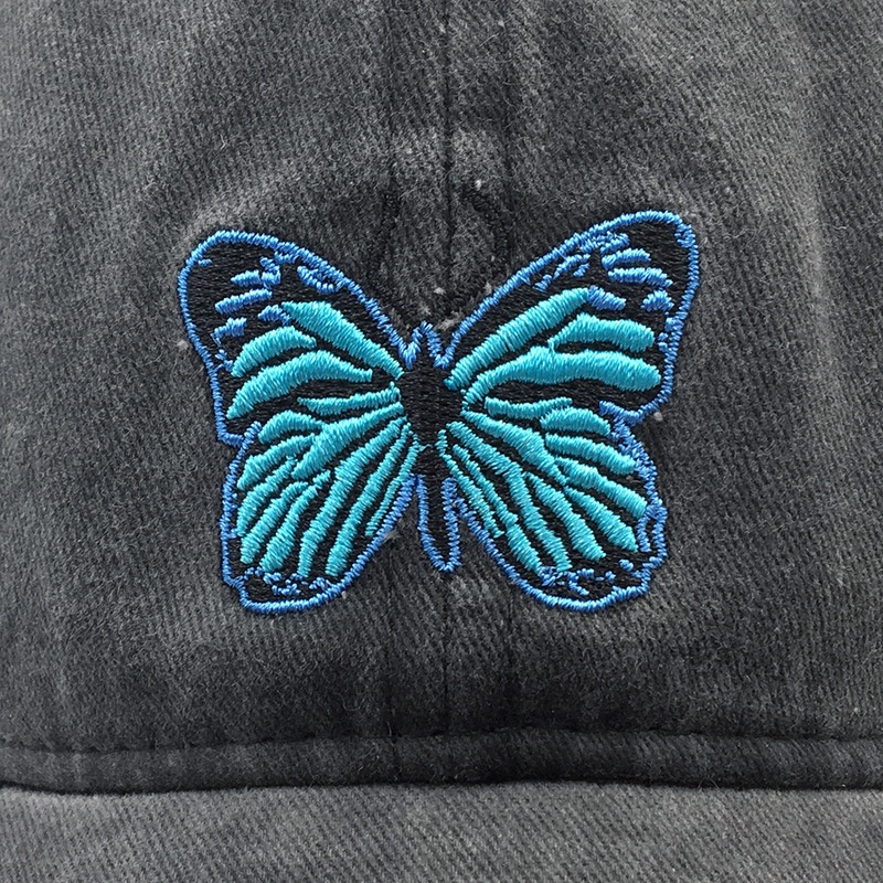 Mũ lưỡi trai vải Cotton thêu hình bướm thời trang mùa hè 2021