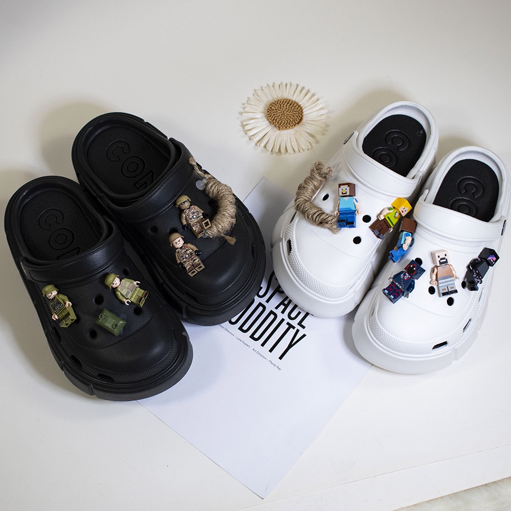 Bộ Phụ Kiện Trang Trí Giày Họa Tiết Hoạt Hình Lego Minecraft Croc 3D Cho Nam