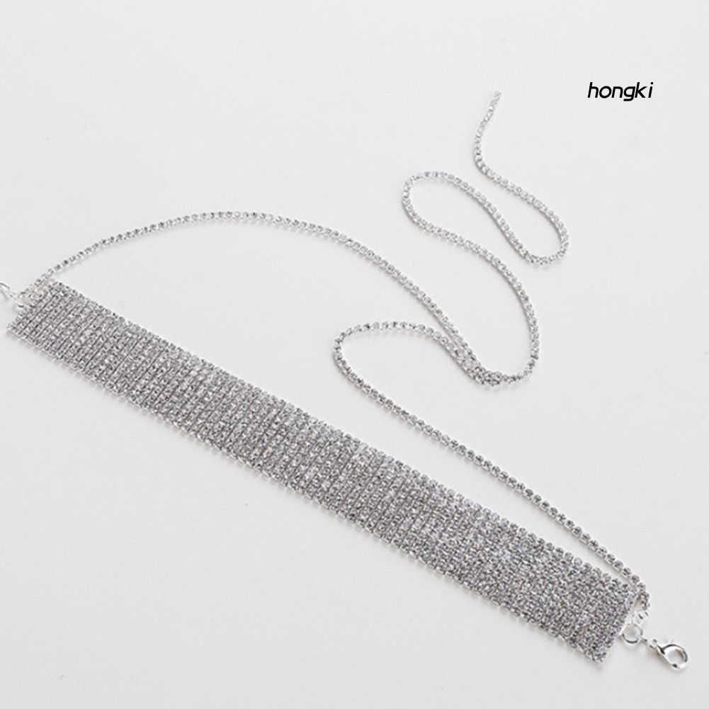 Vòng cổ choker nhiều lớp đính kim cương giả thời trang cho nữ