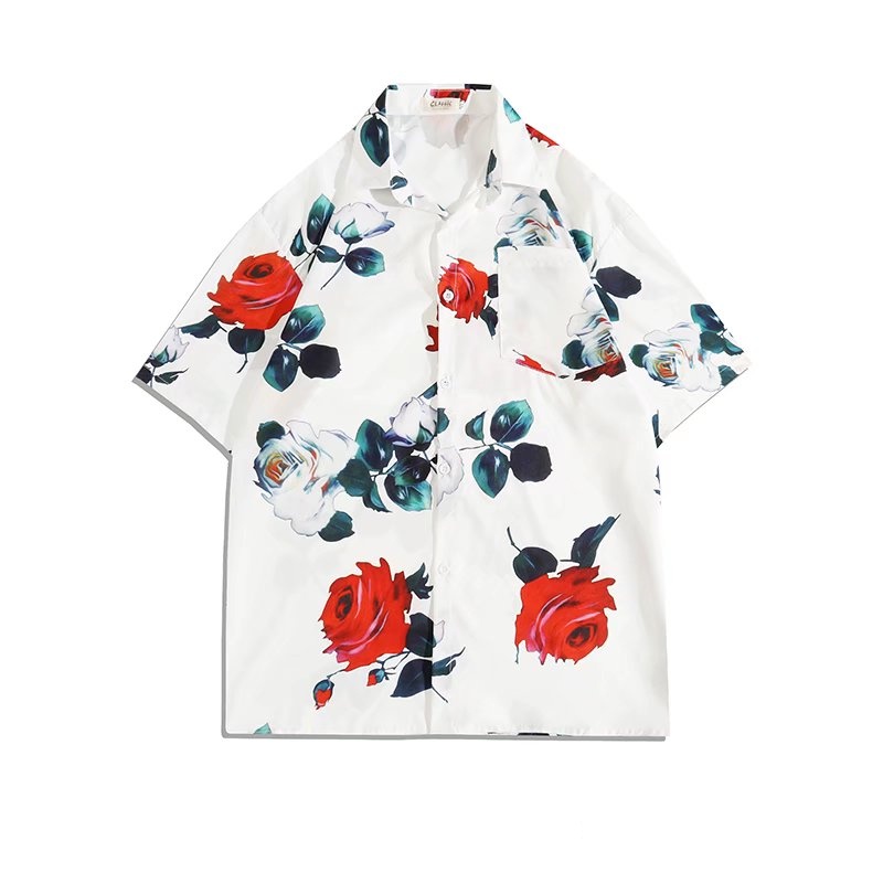 【M-3XL】Áo Sơ Mi Nam Cổ Thuyền Dáng Rộng Phong Cách Hip Hop Thời Trang Mùa Hè Mới Size Lớn Phong Cách Nhật Bản