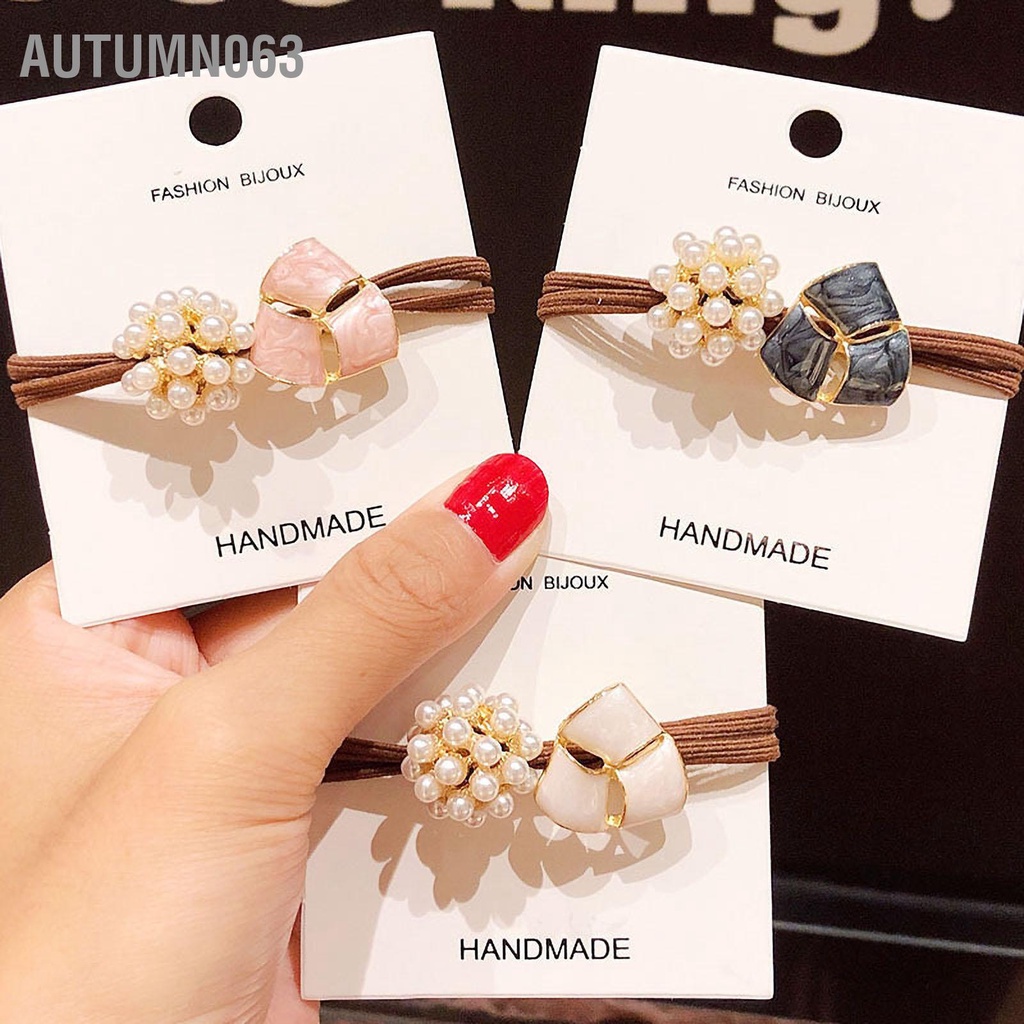 Hàng giao ngay Dây buộc tóc đàn hồi Ngọc trai giả Dây buộc thời trang Phụ kiện cho bé gái đàn hồi tốt