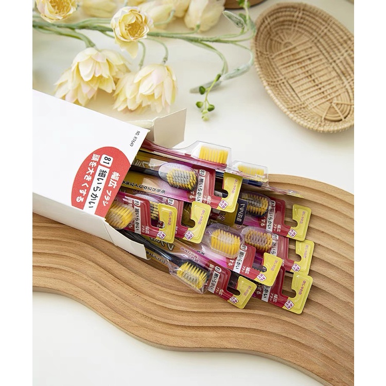 Hộp 12 bàn chải Nhật Bản cao cấp, lông mềm ăn sâu vào kẽ răng sạch mảng bám