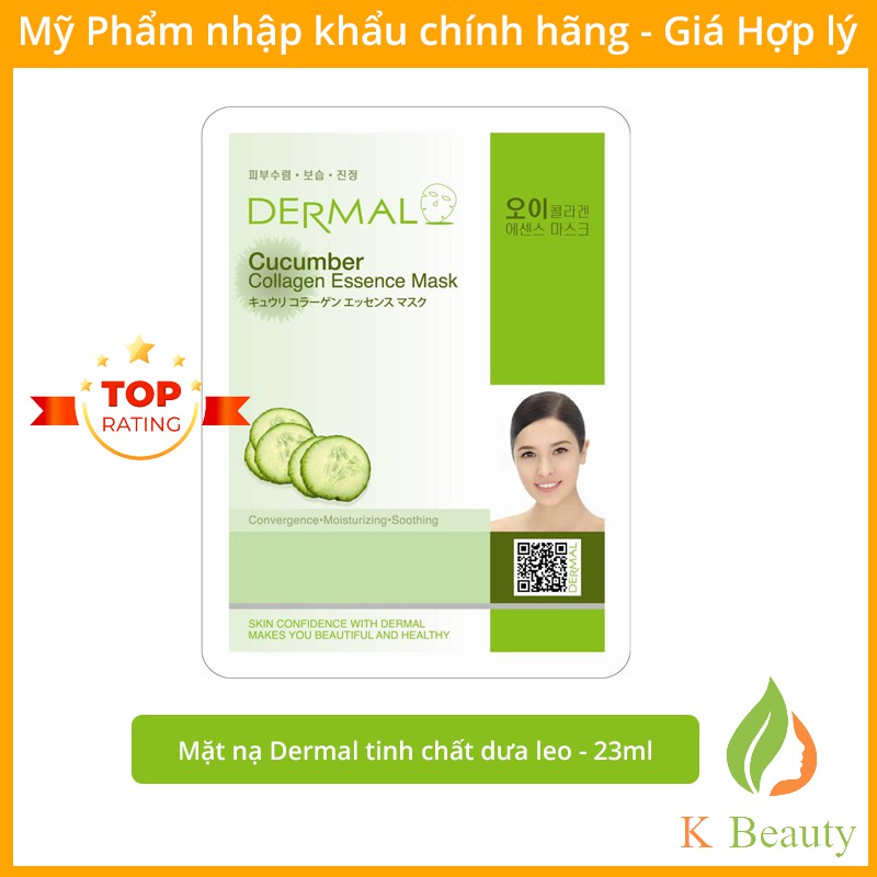 Mặt Nạ Dưỡng Da tinh chất dưa leo - Dermal Cucumber Collagen Essence Mask 23g - Hàn Quốc
