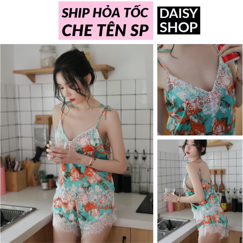 Bộ đồ ngủ 2 dây croptop mặc nhà sexy - pyjama họa tiết mới lạ gợi cảm