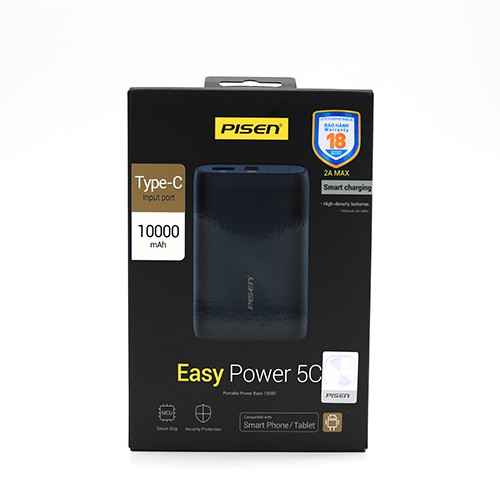 Sạc dự phòng Pisen Easy Power 5 10050mAh (Type-C, Micro USB) - Hàng Chính Hãng