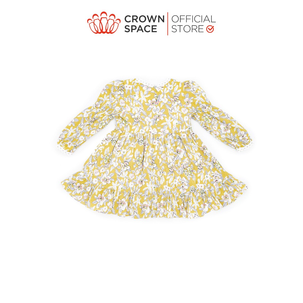 Váy Thu Đông Cao Cấp Crown Space Tay Dài Hai Lớp Dành Cho Bé Gái -Xanh Pastel Hoa Nhí Siêu Xinh CKGL2811502 Size 13-33kg