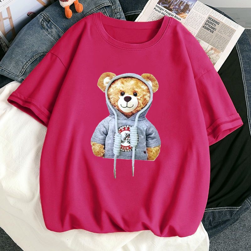 Áo thun SUXI tay ngắn cổ tròn in họa tiết hoạt hình phong cách Hàn Quốc thời trang mùa hè cho nữ