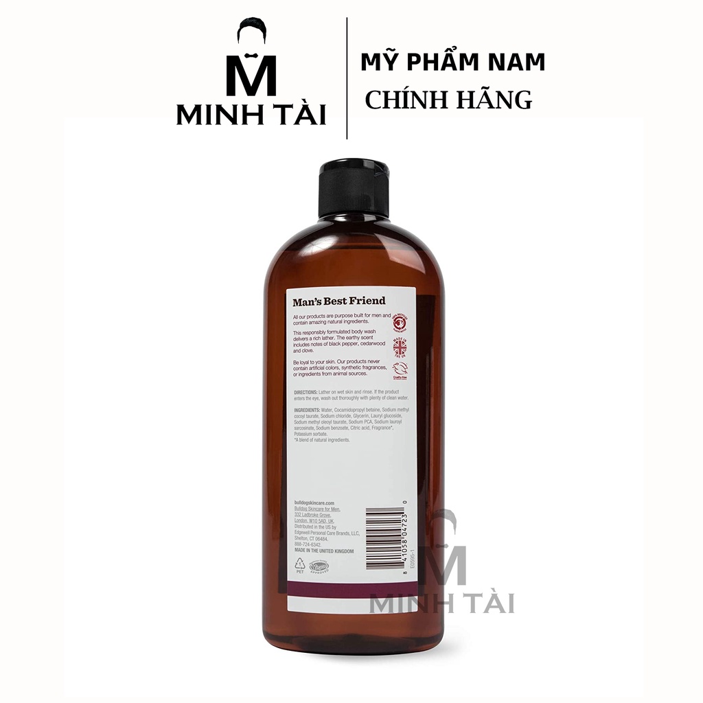 Sữa Tắm Cho Nam BULLDOG Vetiver &amp; Black Pepper Shower Gel - 500ml - Hàng Chính Hãng