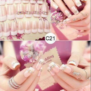 Bộ móng tay giả đính đá đẹp, nail giả đẹp