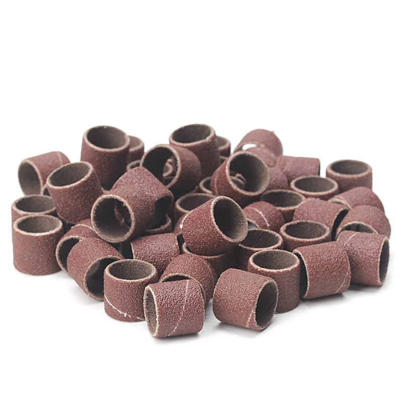 Set 100 đai giấy nhám 1/2" và 1/4" với 2 trục gá cao su tiện lợi
