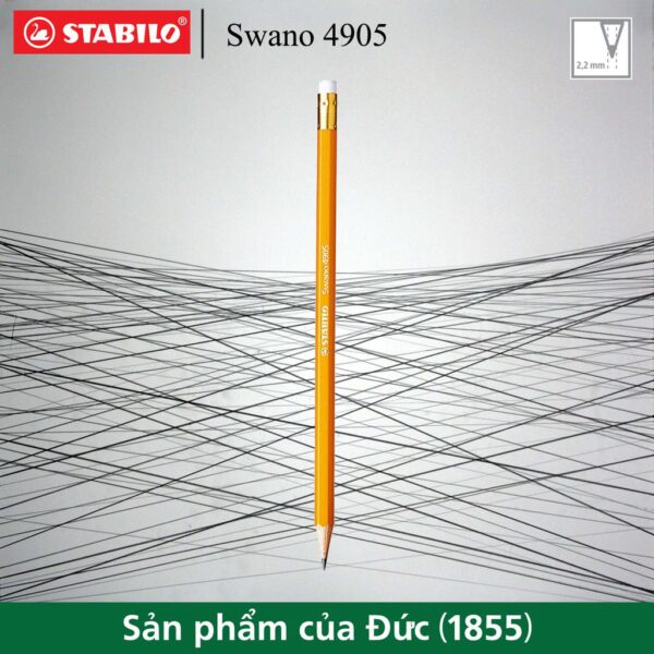 Bút chì chuốt thân gỗ STABILO Swano 4905 – HB (Thân vàng, có tẩy)