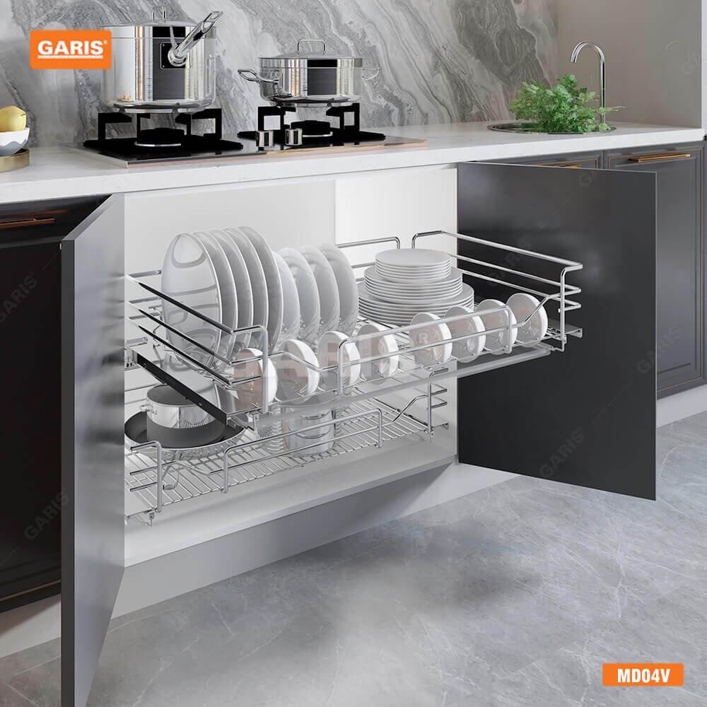 [FREESHIP HCM] Giá Bát Đĩa Xoong Nồi Garis MD04V - Nan Quả Trám - Inox 304 - 1 Tầng