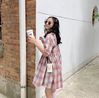 Váy kẻ hồng Ulzzang ( ORDER )