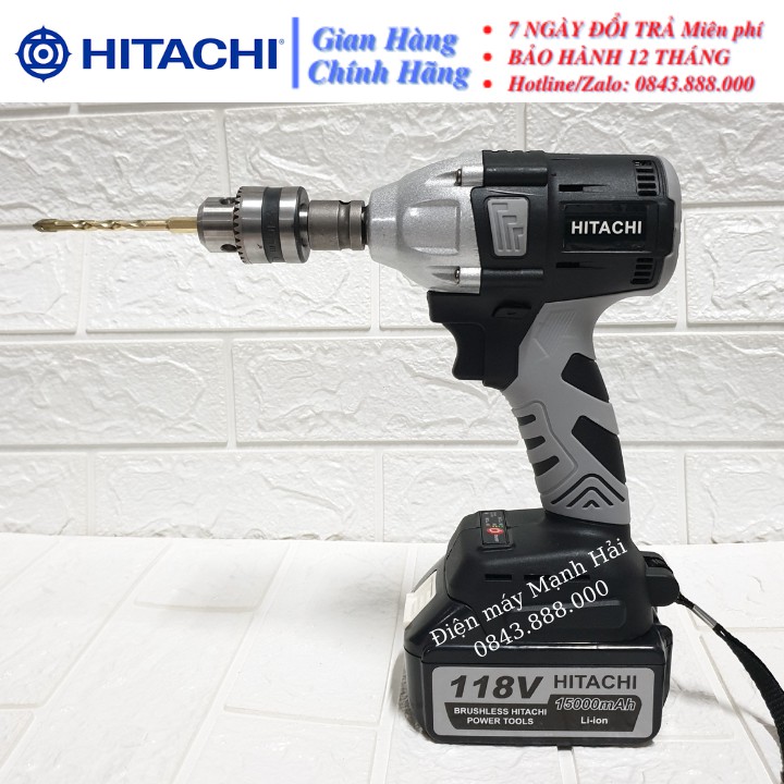 [Chính Hãng] Máy siết bulong dùng pin không chổi than Hitachi 99v PIN khủng 10 Cell - Tặng kèm 1 đầu chuyển bắt vít