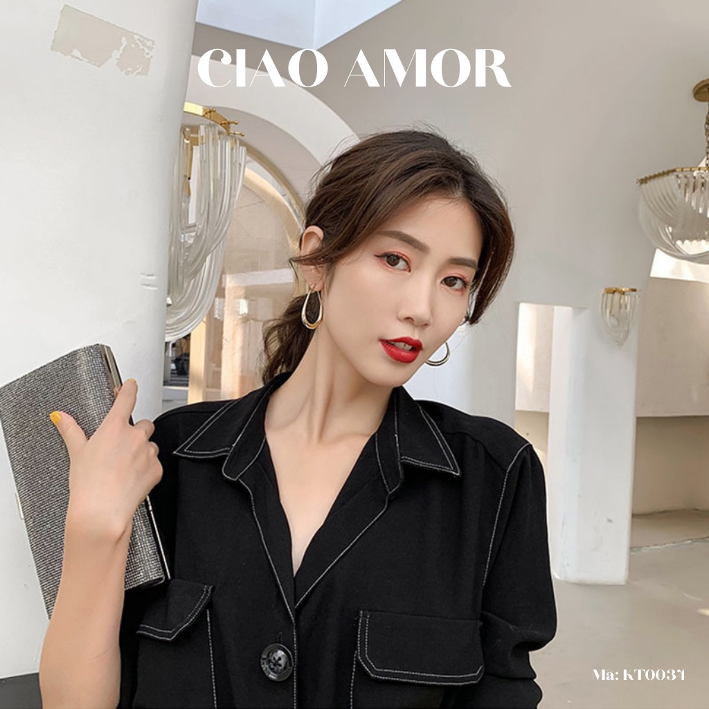 Khuyên tai nữ, bông tai nữ to bầu thời trang Trang sức Ciao Amor - Mã KT0034