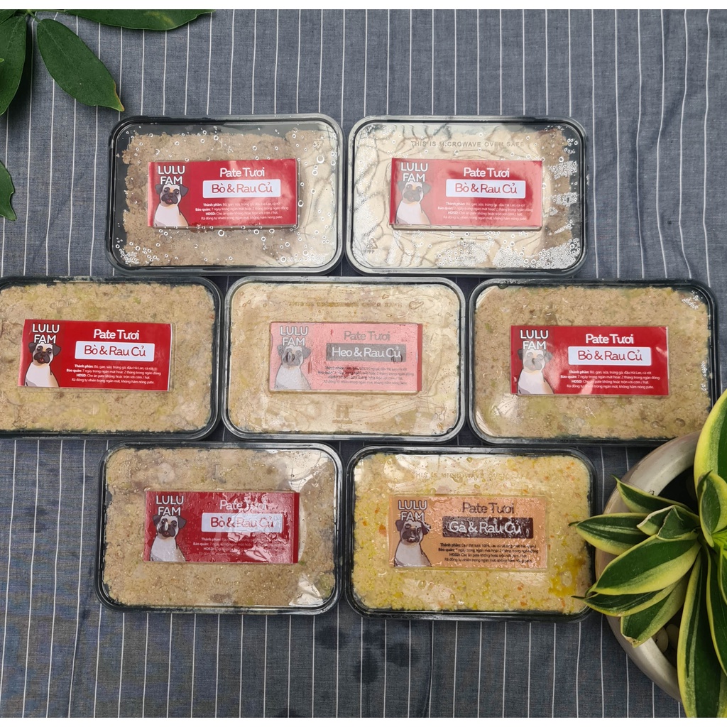 Pate tươi Lulu Fam vị Heo, Gà, Bò (Hộp 500gr)