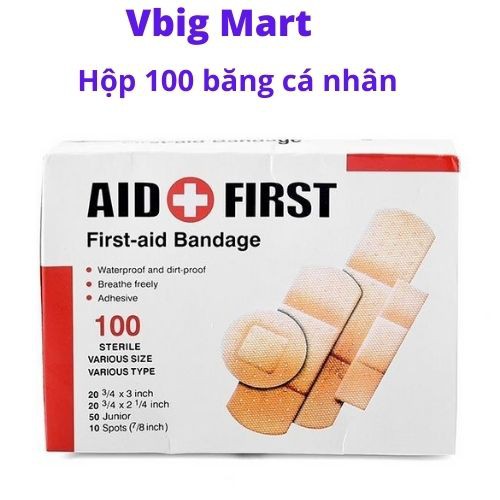 Hộp 100 miếng băng y tế cá nhân  Vbig Mart