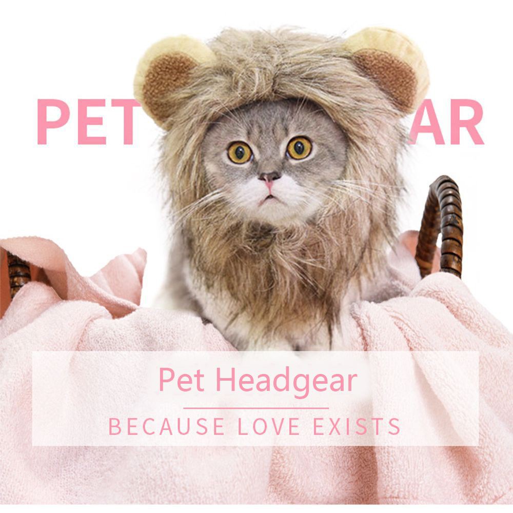 MIOSHOP Funny Lion Headgear Halloween Dog Hat Cat Costume Cute Dress Bristles Animal Toys Pet Products